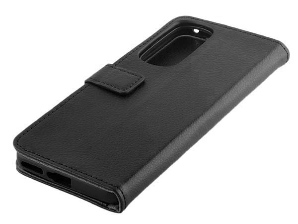 Synthetic Leather Wallet Case with Stand for Motorola Edge 30 - Black Leather Wallet Case