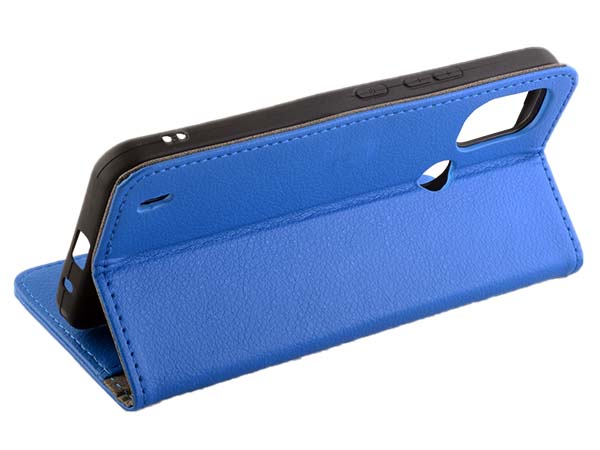 Synthetic Leather Wallet Case with Stand for Nokia C21 Plus - Blue