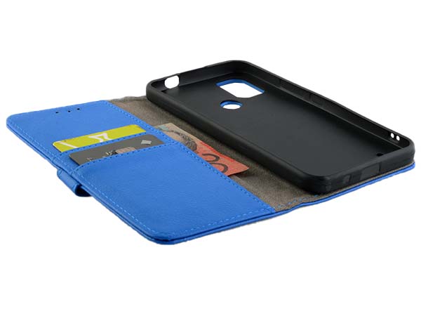 Synthetic Leather Wallet Case with Stand for Nokia C21 Plus - Blue
