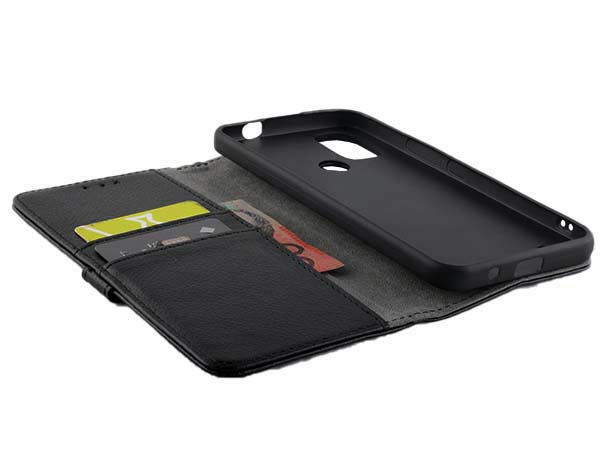 Synthetic Leather Wallet Case with Stand for Nokia C21 Plus - Black