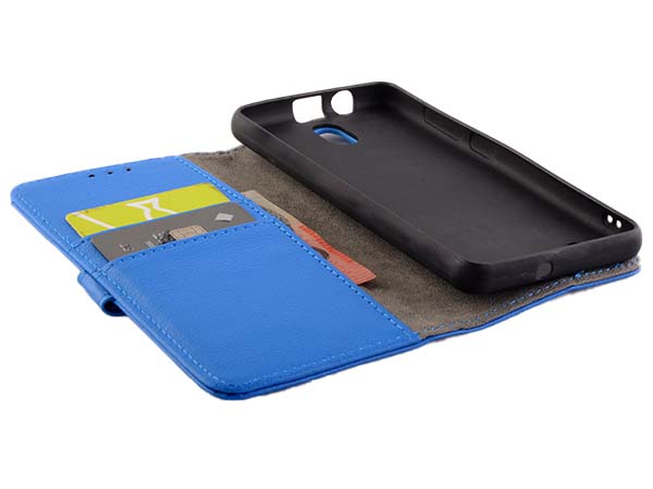 Synthetic Leather Wallet Case with Stand for Nokia C01 Plus - Blue
