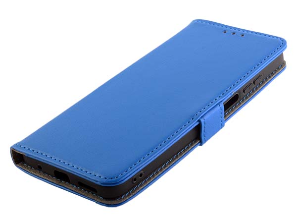 Synthetic Leather Wallet Case with Stand for Motorola Moto E32 - Blue