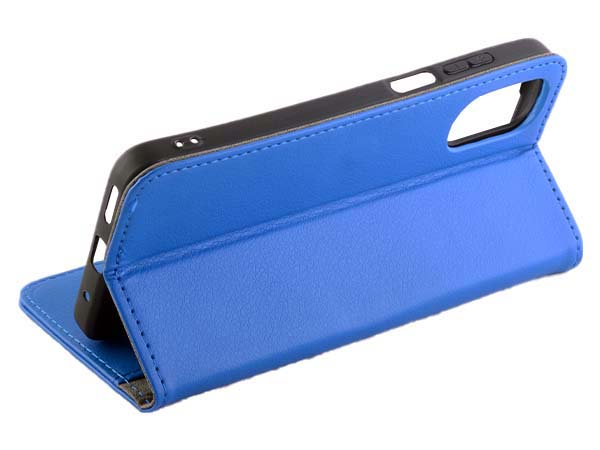 Synthetic Leather Wallet Case with Stand for Motorola Moto E32 - Blue