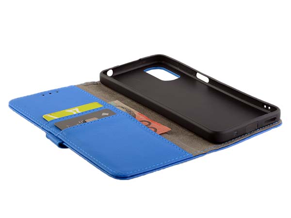 Synthetic Leather Wallet Case with Stand for Motorola Moto E32 - Blue