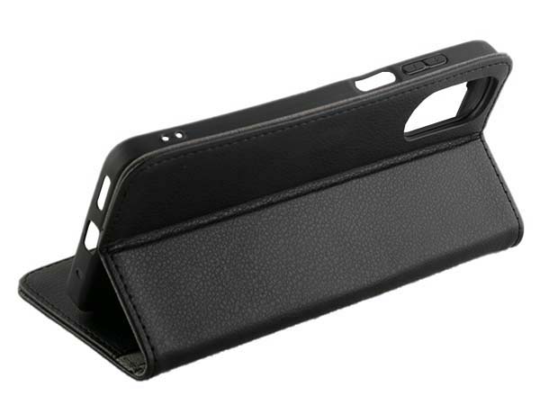 Synthetic Leather Wallet Case with Stand for Motorola Moto E32 - Black