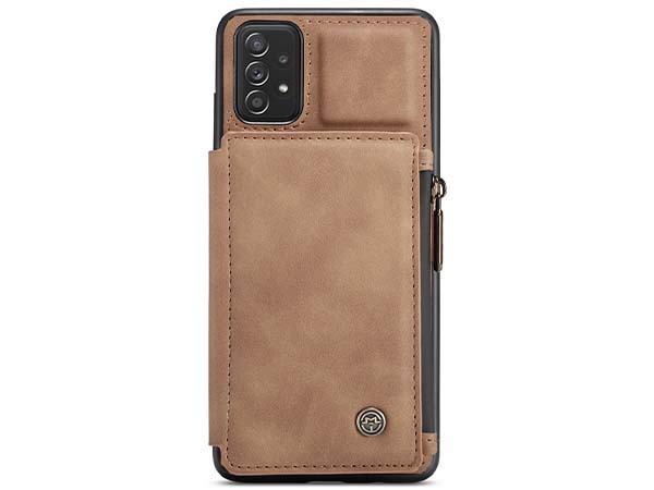 CaseMe Synthetic Leather Case with Back Zipper Pocket for Samsung Galaxy A33 - Tan