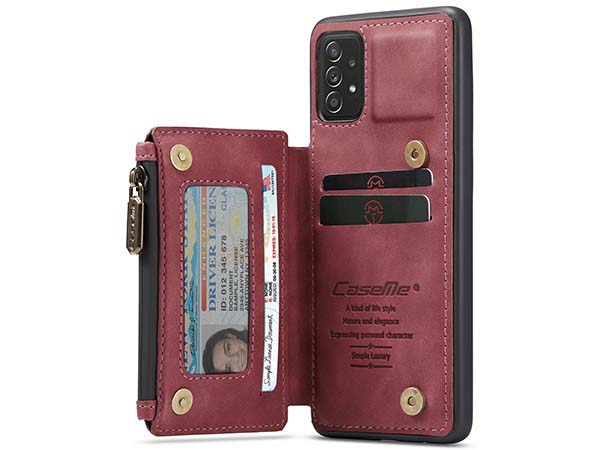CaseMe Synthetic Leather Case with Back Zipper Pocket for Samsung Galaxy A33 - Blush Leather Wallet Case
