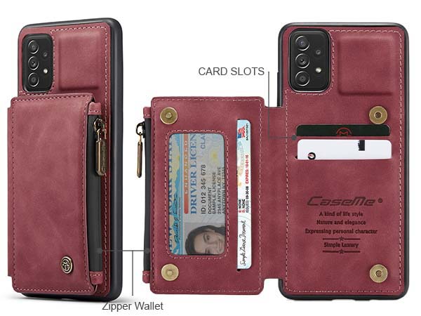 CaseMe Synthetic Leather Case with Back Zipper Pocket for Samsung Galaxy A33 - Blush