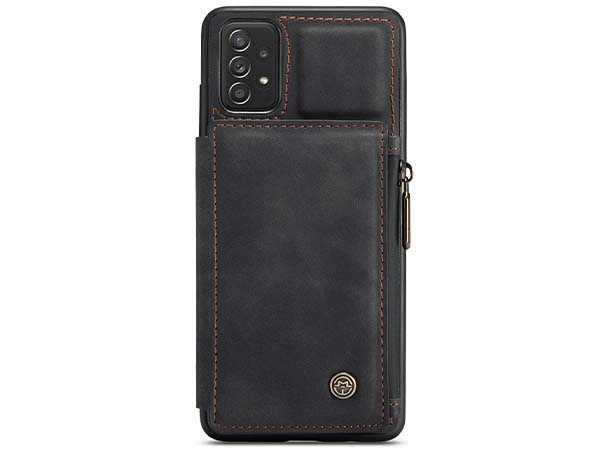 CaseMe Synthetic Leather Case with Back Zipper Pocket for Samsung Galaxy A33 - Charcoal