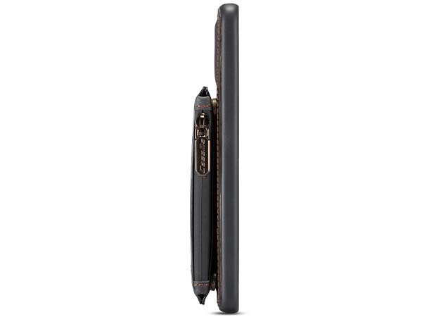 CaseMe Synthetic Leather Case with Back Zipper Pocket for Samsung Galaxy A33 - Charcoal