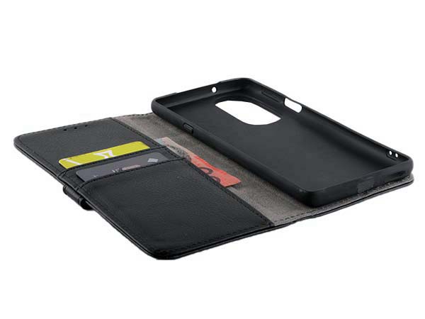 Synthetic Leather Wallet Case with Stand for Motorola Edge 30 Pro - Black