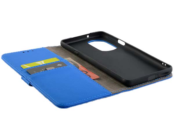 Synthetic Leather Wallet Case with Stand for Motorola Edge 30 Pro - Blue