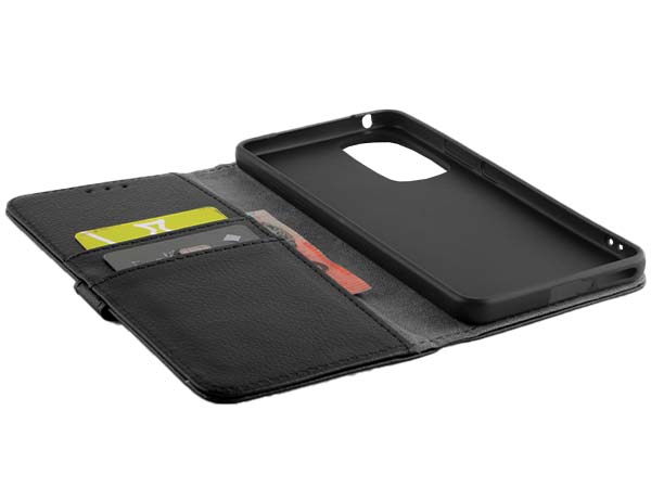 Synthetic Leather Wallet Case with Stand for Motorola Edge 30 - Black
