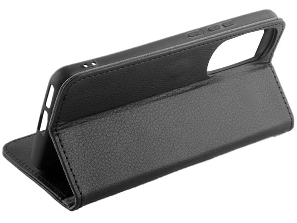 Synthetic Leather Wallet Case with Stand for Motorola Edge 30 - Black