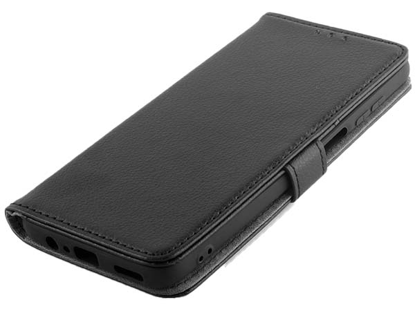 Synthetic Leather Wallet Case with Stand for Motorola Moto G82 - Black