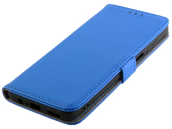 Synthetic Leather Wallet Case with Stand for Motorola Moto G82 - Blue