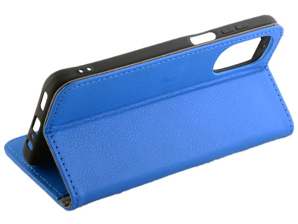 Synthetic Leather Wallet Case with Stand for Motorola Moto G82 - Blue