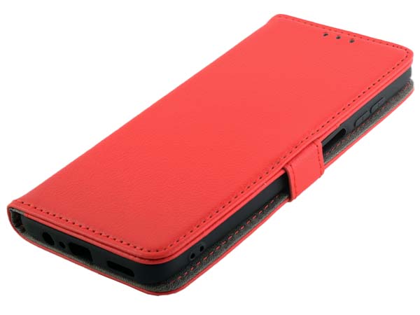 Synthetic Leather Wallet Case with Stand for Motorola Moto G82 - Red