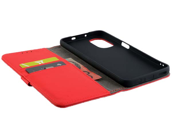Synthetic Leather Wallet Case with Stand for Motorola Moto G82 - Red