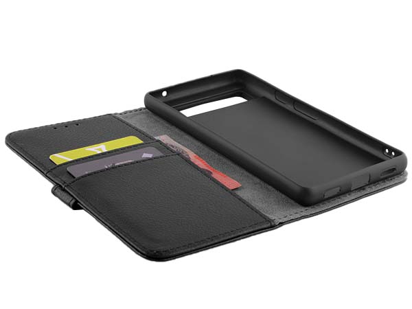 Synthetic Leather Wallet Case with Stand for Google Pixel 6a - Black