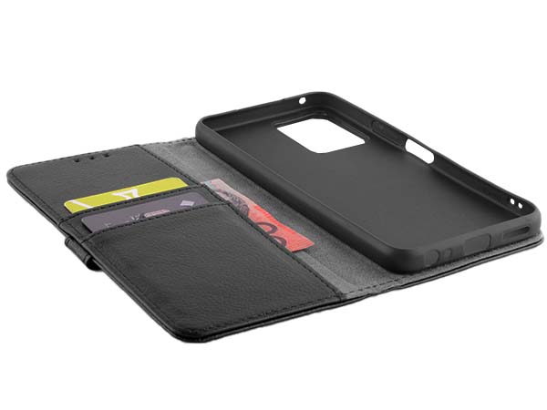 Synthetic Leather Wallet Case with Stand for vivo Y55 5G - Black