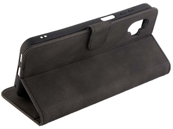 Khazneh Retro Synthetic Leather Wallet Case for Samsung Galaxy Xcover6 Pro - Charcoal
