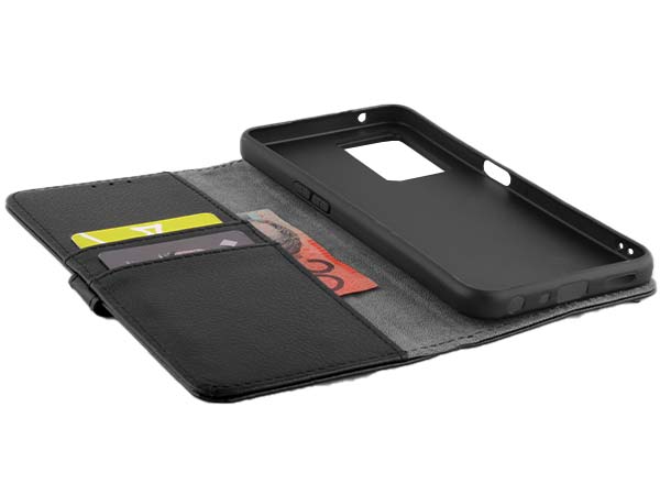 Synthetic Leather Wallet Case with Stand for OPPO A77 (2022) - Black