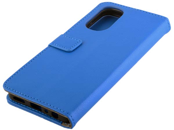 Synthetic Leather Wallet Case with Stand for Motorola Moto G62 - Blue Leather Wallet Case