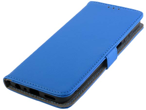 Synthetic Leather Wallet Case with Stand for Motorola Moto G62 - Blue