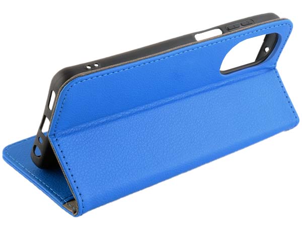 Synthetic Leather Wallet Case with Stand for Motorola Moto G62 - Blue