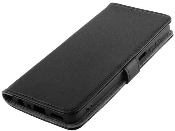 Synthetic Leather Wallet Case with Stand for Motorola Moto G62 - Black