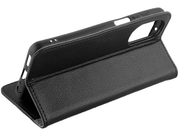 Synthetic Leather Wallet Case with Stand for Motorola Moto G62 - Black