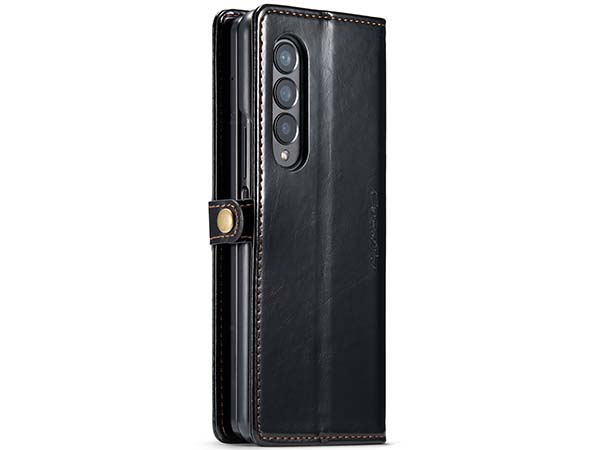 CaseMe Slim Synthetic Leather Wallet Case with Stand for Samsung Galaxy Z Fold4 - Black