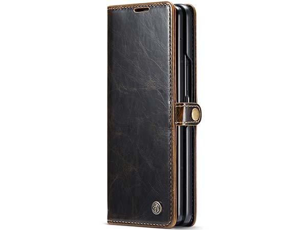 CaseMe Slim Synthetic Leather Wallet Case with Stand for Samsung Galaxy Z Fold4 - Brown Leather Wallet Case