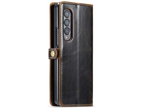 CaseMe Slim Synthetic Leather Wallet Case with Stand for Samsung Galaxy Z Fold4 - Brown