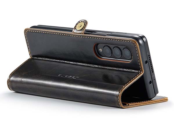 CaseMe Slim Synthetic Leather Wallet Case with Stand for Samsung Galaxy Z Fold4 - Brown