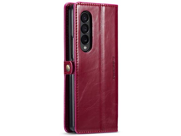 CaseMe Slim Synthetic Leather Wallet Case with Stand for Samsung Galaxy Z Fold4 - Dark Pink