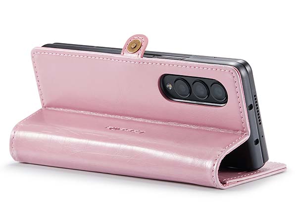 CaseMe Slim Synthetic Leather Wallet Case with Stand for Samsung Galaxy Z Fold4 - Light Pink