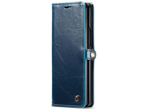 CaseMe Slim Synthetic Leather Wallet Case with Stand for Samsung Galaxy Z Fold4 - Teal Leather Wallet Case