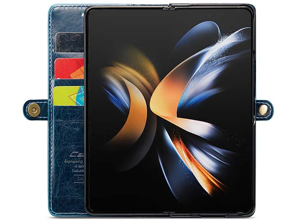 CaseMe Slim Synthetic Leather Wallet Case with Stand for Samsung Galaxy Z Fold4 - Teal