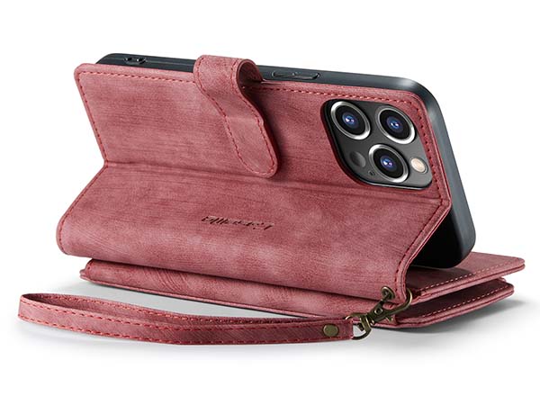 CaseMe Synthetic Leather Wallet Case with Zipper Pocket for iPhone 14 Pro - Blush Leather Wallet Case