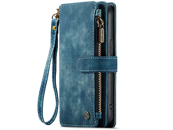 CaseMe Synthetic Leather Wallet Case with Zipper Pocket for iPhone 14 Pro - Teal