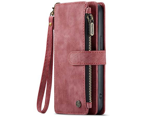 CaseMe Synthetic Leather Wallet Case with Zipper Pocket for iPhone 14 Pro Max - Blush