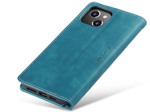 CaseMe Slim Synthetic Leather Wallet Case with Stand for iPhone 14 - Teal