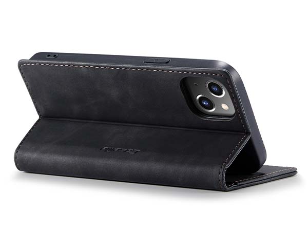 CaseMe Slim Synthetic Leather Wallet Case with Stand for iPhone 14 Plus - Charcoal