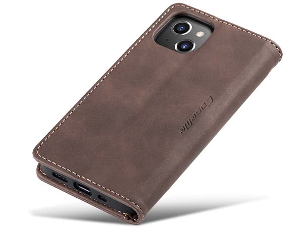CaseMe Slim Synthetic Leather Wallet Case with Stand for iPhone 14 Plus - Chocolate