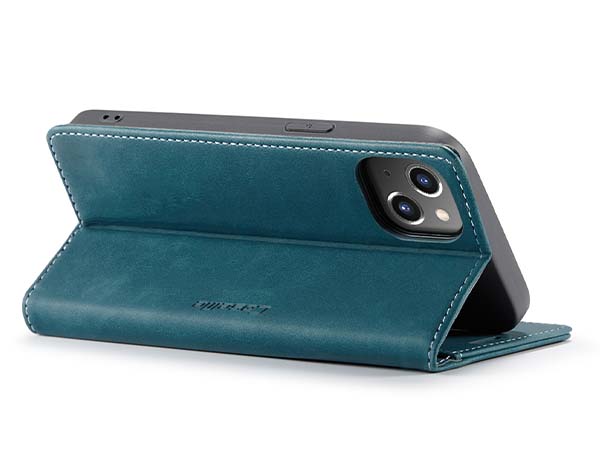 CaseMe Slim Synthetic Leather Wallet Case with Stand for iPhone 14 Plus - Teal