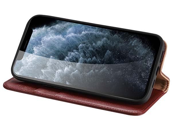 Premium Leather Wallet Case for Apple iPhone 14 - Rosewood