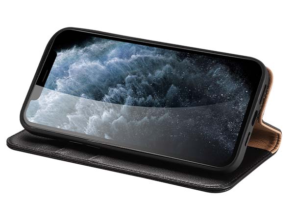 Premium Leather Wallet Case for Apple iPhone 14 - Black