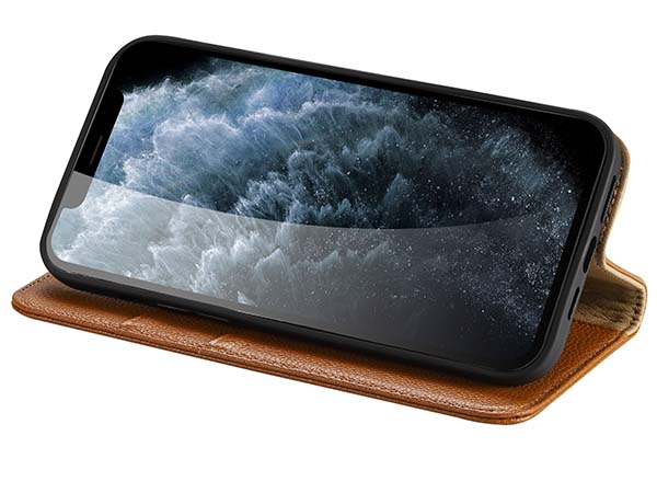 Premium Leather Wallet Case for Apple iPhone 14 - Caramel